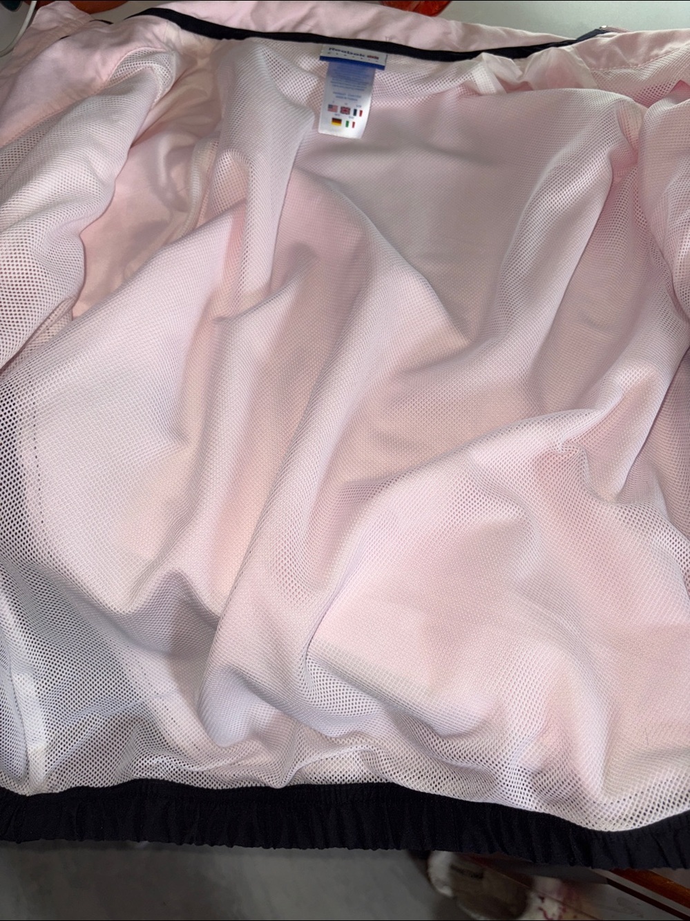 Reebok Vintage jacket full zip front Light Pink / black Lightweight Athletic - Picture 12 of 14